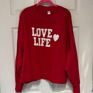 Old Navy Red 'Love Life' Women's Sweatshirt